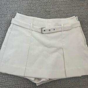 Zara Belted Skort - White/Ecru